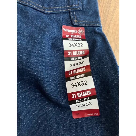 Wrangler Flame Resistant ,Blue,  Dark Wash, Lot of 2 Pair Jeans Mens 34x32 CAT 2 - Picture 5 of 9